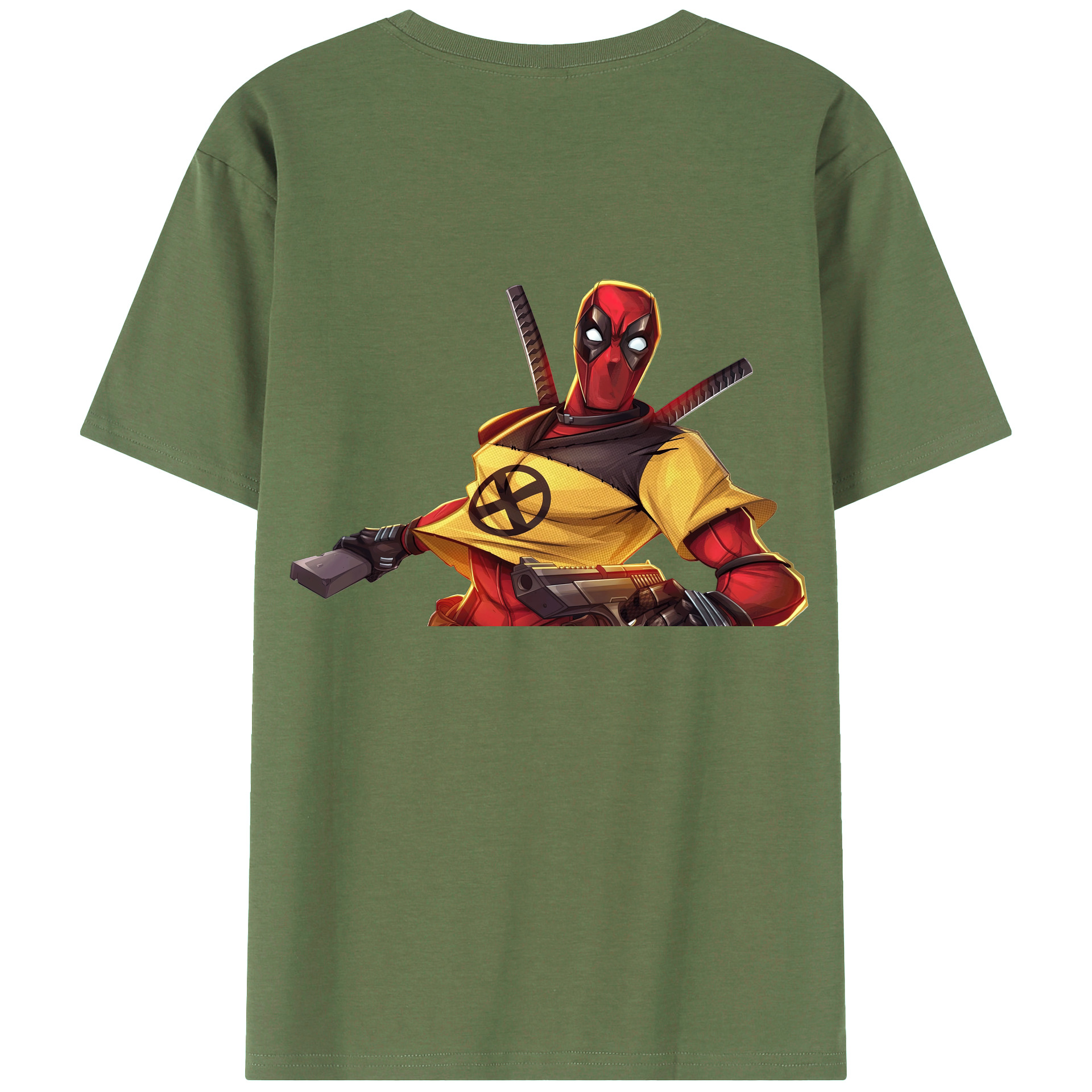 （画像用） Deadpool デッドプール 綿100％ メンズ半袖Tシャツ（バックプリント） 通気性